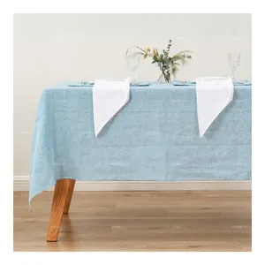 Toalha de mesa 100% pura de linho europeu lavada com pedra, toalha de mesa com listras Amalfi, toalha de mesa natural lavável à máquina, decoração de mesa