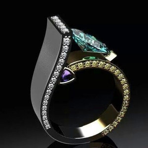 Anello moderno in pietra blu per donna, design scintillante intarsiato, gioielli eleganti e alla moda - Product Image 1