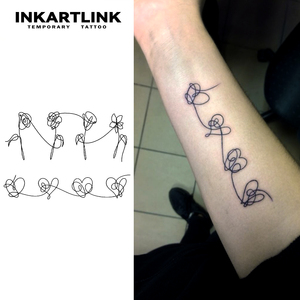 Tatuaje Temporal Personalizado de una Línea con Corazón de Rosa, a Base de Hierbas, Resistente al Agua, de Larga Duración (15 Días), Semipermanente, <span class=keywords><strong>para</strong></span> <span class=keywords><strong>Brazo</strong></span>, Muñeca, Mujeres - Product Image 2