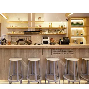 Houten Koffieteller Met Food Display Showcase Perfecte Coffee Shop Design Coffeeshop Verkoop