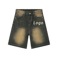 New Arrival Vintage 100% Cotton 420GSM Custom Logo Monkey Washed Vintage Zip Fly Breathable Wholesale Blank Denim Shorts for Men