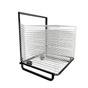 JH-Mech Drying Paper Racks with 2 Mobile Wheels and 2 Feet 20 Shelves Free Standing Mobile Spring Loaded Art Drying rack