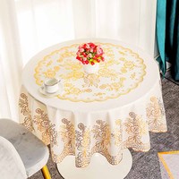 Nappe Ronde en Dentelle Dorée Boen, Design Moderne, en Plastique, pour Fêtes et Maison