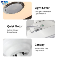Ventilateur de plafond LED moderne avec lumière, télécommande musicale, moteur DC 42 pouces, 6 vitesses, idéal pour salon et chambre à coucher, directement de l'usine