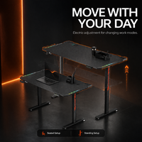 Bureau de jeu réglable en hauteur, tables de jeu avec surface en fibre de carbone, structure métallique avec rangement, durable, en forme de Z, vente en gros d'usine