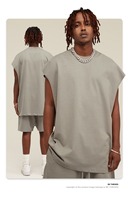 Ensemble de survêtement pour homme, 2 pièces, short et débardeur, débardeur 100% coton, décontracté d'été, pour la salle de sport, l'entraînement, la musculation