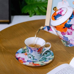Service à thé en céramique - Théière Récif Corallien avec 4 tasses et soucoupes - Product Image 3