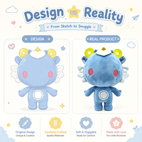Peluche Mascotte Dragon Bleu Personnalisée Mignonne, Jouet en Peluche Doux Personnage de Dessin Animé OEM/ODM pour Cadeau de Marque, Promotion Commercial, Souvenir d'Entreprise
