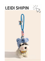 Porte-clés chien Schnauzer en peluche mignon avec chapeau de pingouin, mini poupée chiot, breloque de sac, pendentif de poignet, cadeau décoratif pour filles