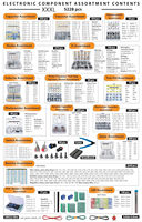 Kit de composants électroniques 5228 pièces condensateurs + transistors + diodes + circuits intégrés + inducteurs + régulateurs + pots de garniture + LED + PCB + kit de photorésistances