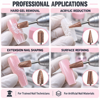 Fraise à ongles professionnelle en carbure de tungstène or rose certifiée ISO/CE, fraises rotatives en carbure à coupe croisée pour le limage des ongles