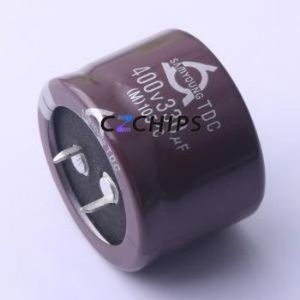 Condensateur électrolytique en aluminium à encliquetage TDC400V330M35*25 V, composant traversant (THT), D35xL25mm 330uF 20% 400V 10mm - Product Image 1