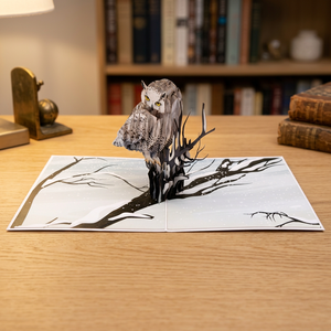 Tarjeta Pop-up 3D de Búho Nevado, Diseño Personalizado, Manualidades de Papel, Estilo Animal de Hanoi, Decoración para el Hogar, Ideas de Regalo para Acción de Gracias - Product Image 3