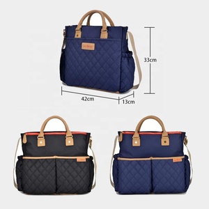 Borsa a tracolla per mamme di maternità blu Navy di maternità per pannolini per bambini in Nylon all'ingrosso di alta qualità con fasciatoio, portabottiglie - Product Image 5