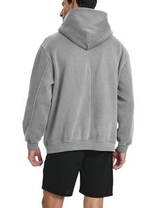 Sweat à capuche épais en molleton 100 % coton pour homme, avec logo personnalisé brodé, coupe décontractée pour l'hiver - Product Image 2