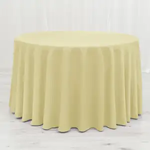 Best Selling Wedding Christmas Party Catering Hotel Decoration Table Cloth Yellow Round Polyester Tablecloth