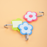 Cuatro Juegos de Ganchos Adhesivos Fuertes, Creativos, Coloridos, con Diseño de Flores, de Plástico, Impermeables, Sin Clavos, para Decoración de Dormitorios y Salas de Estar