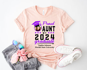 T-shirt personnalisé en coton pour diplômé avec photo, livraison rapide, sans MOQ, pour la promotion 2025, idéal pour la famille et les cérémonies de remise des diplômes - Product Image 6
