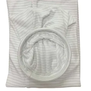 Customized polyester stripe filter bag antistatic 500gsm 1.7mm 130 degree heat setting matching filter bag cage for power plant