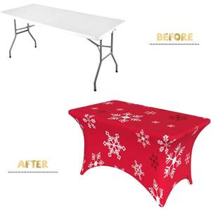 Elegant 4ft Stretch Spandex <b>Table</b> <b>Cover</b> Rectangular Shape for Christmas Bell Theme Parties Weddings Events Stock! Hotels - Product Image 5