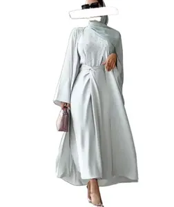 2024 New 3 cái/bộ khiêm tốn mặc váy hồi giáo ăn mặc khiêm tốn mở abaya với bên trong ăn mặc Kim Cương Trang trí islamic quần áo hồi giáo