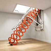 Échelle de grenier électrique escamotable en acier au carbone avec main courante, escalier de loft télescopique pliable, gain de place pour villa, maison et garage