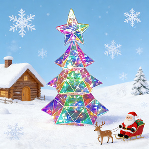 ต้นคริสต์มาสโฮโลแกรม LED ส่องแสงระยิบระยับ ทำมือ เป็นมิตรกับสิ่งแวดล้อม ทันสมัย ขนาด 33 ซม. สำหรับตกแต่งภายในบ้านในช่วงคริสต์มาส ใช้พอร์ต USB - Product Image 5