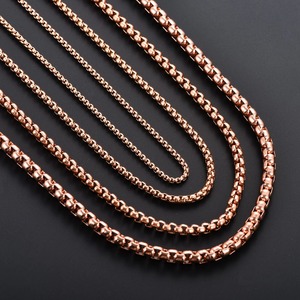 Collier chaîne Rolo carrée classique en acier inoxydable pour hommes et femmes, 2/3/4/5 mm, plaqué or rose, bijoux en métal - Product Image 6