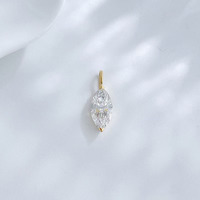 Ciondolo in Oro 18K con Diamante Coltivato in Laboratorio, Minimalista e Versatile, a Due Punte, Gioiello Raffinato per Donna