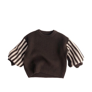 Nouveau-né fille garçon tricoté à manches longues automne hiver enfants <span class=keywords><strong>pull</strong></span> solide lâche <span class=keywords><strong>pull</strong></span> Casual Tops enfants vêtements 1-6 ans - Product Image 1