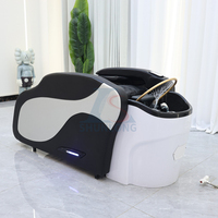 Shampooing de massage complet du corps Lit pour salon de coiffure Lit de salon de coiffure avec circulation d'eau allongée Lit de shampooing de massage en cuir