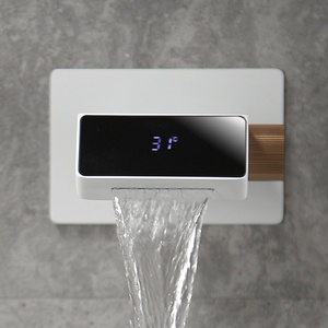 All-<b>Copper</b> Double <b>Handle</b> Wall-Mounted Bathroom Basin Ceramic Core Light Luxury Hot Cold Water Electroplated FL-B011 Wall-Mounted - Product Image 2