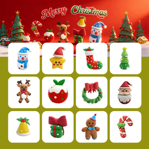 ชุดดินปั้นแห้งเร็วสำหรับคริสต์มาสแบบขายส่ง <span class=keywords><strong>12</strong></span> ชิ้น รูปทรงเทศกาลต่างๆ ปลอดสารพิษ รับผลิตแบบ OEM พร้อมโลโก้และบรรจุภัณฑ์ ของขวัญงานฝีมือ DIY สำหรับเด็ก - Product Image 4