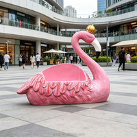 C006 Banc Sculptural Flamant Rose en Résine Romantique, Fait Main, Imperméable, pour Jardin, Mariage, Hôtel, Café