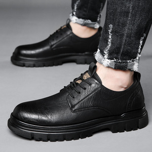 Zapatos casuales de cuero para hombre, suela de goma de tacón bajo, antideslizantes, para uso recreativo - Product Image 4