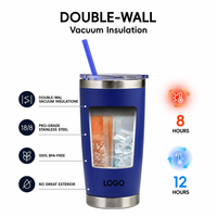 Gobelet isotherme à double paroi sous vide de 20 oz et 30 oz, avec revêtement en poudre, pour le café, l'eau, les voyages, la voiture et le bureau