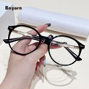 Boyarn TR90 معدني جميل وأنيق عين كمبيوتر كلاسيكية إطار دائري متعدد الألوان نظارات مضادة للضوء الأزرق - Product Image 5