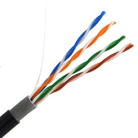 Câble réseau en cuivre nu UTP extérieur 0,50 mm à double gaine noire CE RoHS pour connecteur de cabinet LAN 4 paires