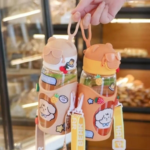Borraccia Kawaii per Bambini Senza BPA, Simpatica Bottiglia Rosa con Cannuccia e Cinturino per Scuola, Ragazze e Ragazzi - Product Image 5