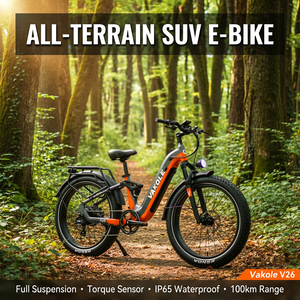 Entrega Rápida Vakole V26 Bicicleta Eléctrica de Aluminio de 26 Pulgadas y 250W con Suspensión Completa, Batería de Litio de 998Wh, Sensor de Torque, 48V 20.8Ah - Product Image 6