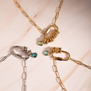 <span class=keywords><strong>Collana</strong></span> con Ciondolo Moschettone da Donna <span class=keywords><strong>Collana</strong></span> Fai-da-Te con Ciondolo Lucchetto e Pietra Portafortuna Gioiello Personalizzato Idea Regalo <span class=keywords><strong>per</strong></span> <span class=keywords><strong>Lei</strong></span> - Product Image 5