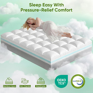 <span class=keywords><strong>Surmatelas</strong></span> en mousse à mémoire <span class=keywords><strong>de</strong></span> <span class=keywords><strong>forme</strong></span> extra épaisse 5 pouces, double couche avec <span class=keywords><strong>surmatelas</strong></span> en mousse gel 2,5 pouces et dessus <span class=keywords><strong>de</strong></span> matelas rafraîchissant en <span class=keywords><strong>bambou</strong></span> 2,5 pouces 1500 GSM - Product Image 6