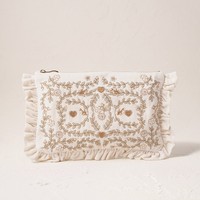 Premium Elegante Vintage Salbeigrüne Samt-Reißverschlusstasche mit Langlebigen Rüschenkanten für Organizer, Aufbewahrung und Make-up