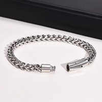 Bracelet en acier inoxydable, chaîne grise rétro, bracelet épais pour homme, accessoires de mode, bijoux en acier titane pour homme