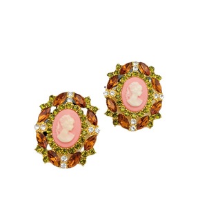 Ingrosso gioielli di moda Vintage medievale palazzo regine testa di <span class=keywords><strong>cristallo</strong></span> orecchini Vintage in resina ovale cammeo orecchini - Product Image 1