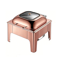 Roségold Edelstahl Elektrischer Speisenwärmer Buffet-Set Rechteckiger & Runder Chafing Dish für Hotels & Restaurants Küchengebrauch
