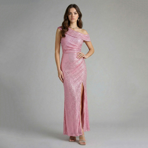 Vestido de noche largo con lentejuelas y silueta de sirena, elegante y sexy para mujer, con abertura alta, ideal para fiestas de graduación. - Product Image 2