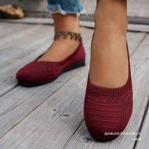 Zapatos náuticos transpirables de tela tejida sin cordones para mujer, de punta redonda, talla grande, para las cuatro estaciones, con forro de tela. - Product Image 4