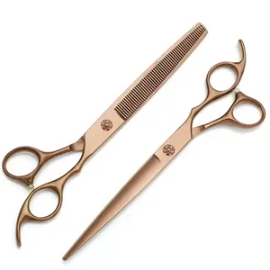 440C Stainless Steel Home Use Pet Grooming Scissors Sharp Barber Thinning Shears with Cutting Feature for Cat Hairdressing