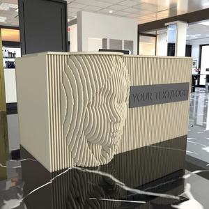Mostrador de Recepción de Madera Maciza Pequeño con Textura Personalizada <span class=keywords><strong>para</strong></span> Hotel y Clínica Dental, Mueble Comercial Moderno y Elegante - Product Image 1